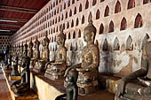 Vientiane, Laos - Wat Si Saket, The gallery around the sim houses thousands of Buddha statues in various mudras, dating  from the 16th century.